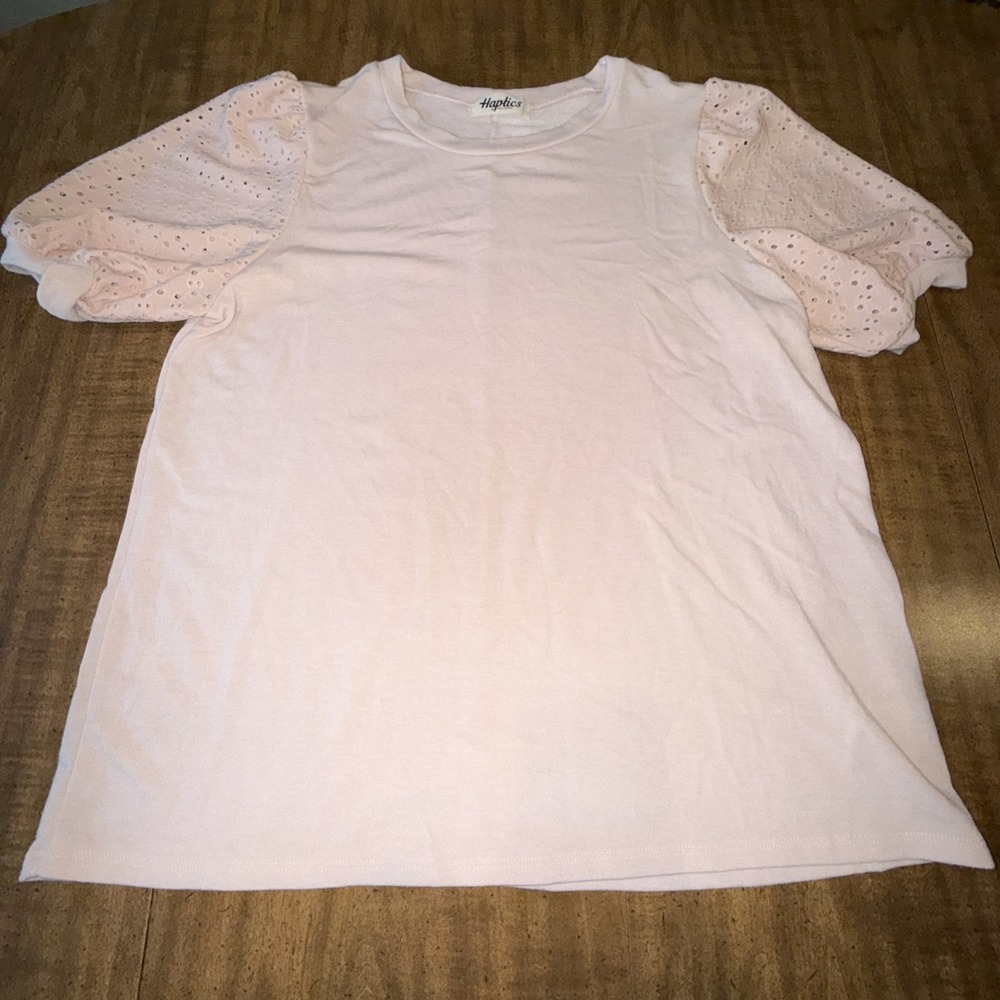 Haptics Short Sleeve Top Pullover Women's 1x Peach